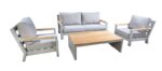 2024 YOI Bango sofaset teak salix flax beige 2 x lounge chair 1 sofa coffee table 150 x 80 cm